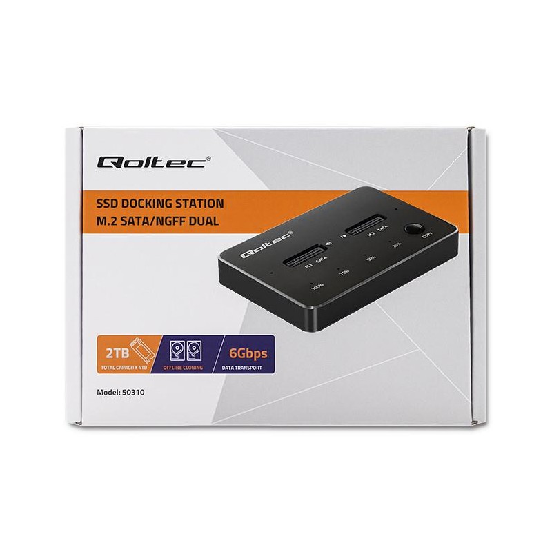 Stacja dokująca Qoltec dysków 2x SSD M.2 SATA | NGFF | USB typ C