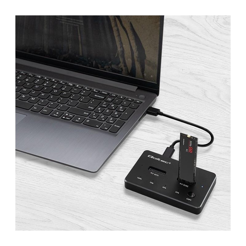 Stacja dokująca Qoltec dysków SSD M.2 | NVMe | SATA | USB-C | DUAL 2 x 2TB