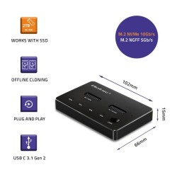 Stacja dokująca Qoltec dysków SSD M.2 | NVMe | SATA | USB-C | DUAL 2 x 2TB