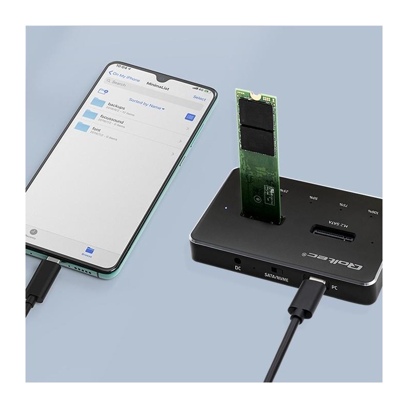Stacja dokująca Qoltec dysków SSD M.2 | NVMe | SATA | USB-C | DUAL 2 x 2TB