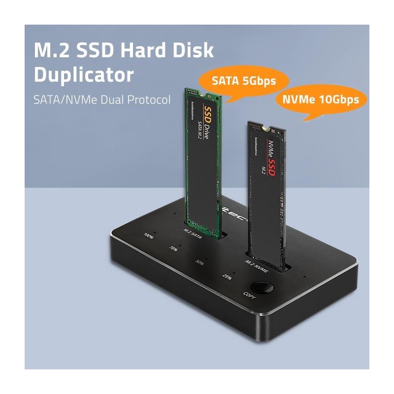 Stacja dokująca Qoltec dysków SSD M.2 | NVMe | SATA | USB-C | DUAL 2 x 2TB