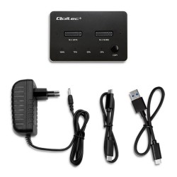 Stacja dokująca Qoltec dysków SSD M.2 | NVMe | SATA | USB-C | DUAL 2 x 2TB