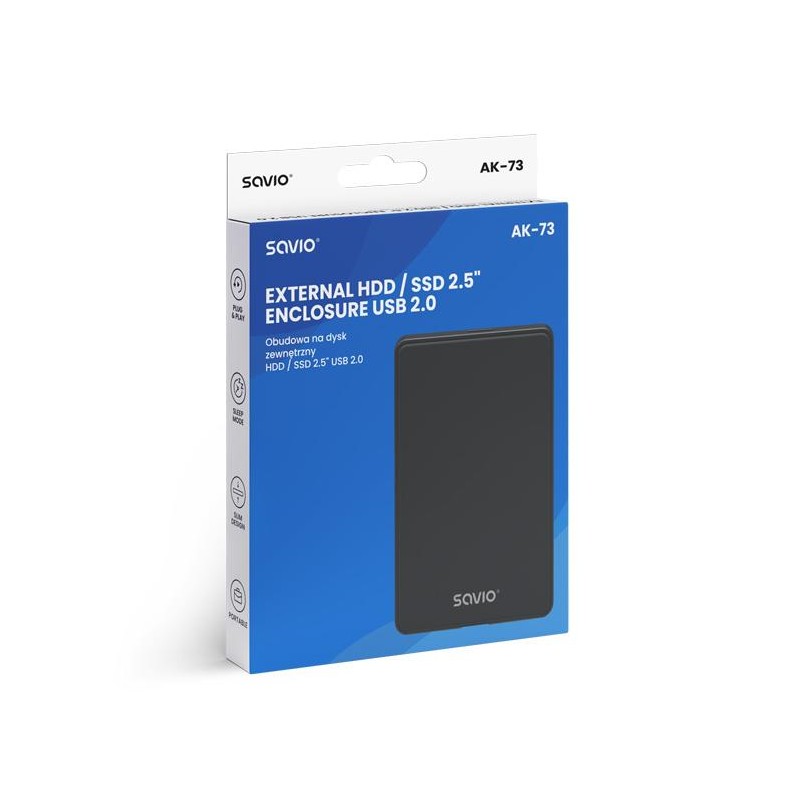 Obudowa na dysk zewnętrzny Savio AK-73 HDD/SDD 2,5' USB 2.0