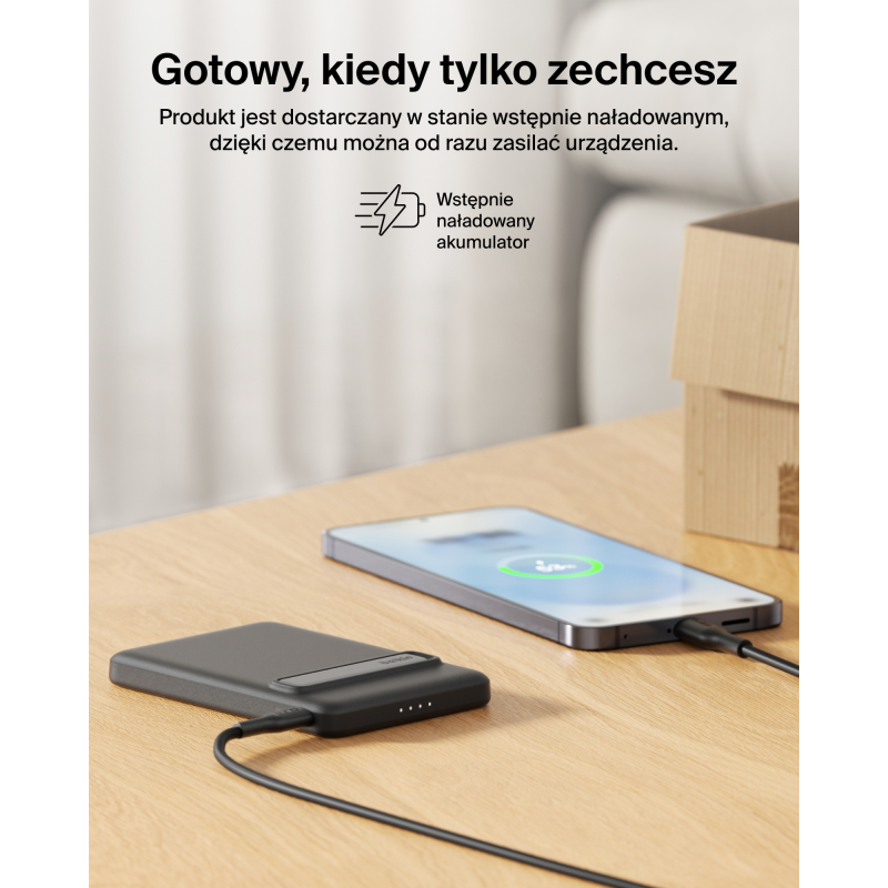 Belkin BoostCharge Powerbank 5000 mAh, Qi2 15W, z podstawką,… | PartsPC.pl