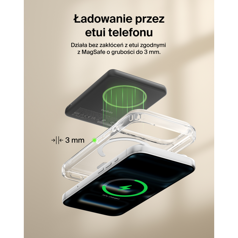 Belkin BoostCharge Powerbank 5000 mAh, Qi2 15W, z podstawką,… | PartsPC.pl