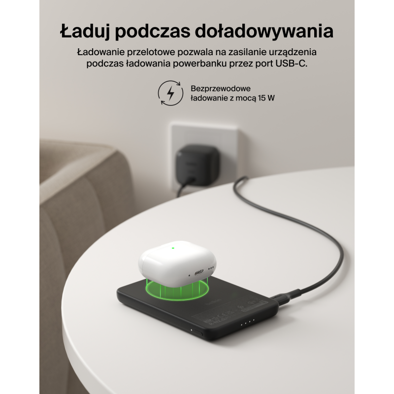 Belkin BoostCharge Powerbank 5000 mAh, Qi2 15W, z podstawką,… | PartsPC.pl