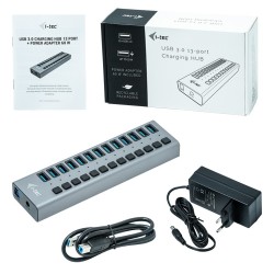 Hub USB3.0 z ładowaniem, 13 portów, zasilacz 60W | PartsPC.pl