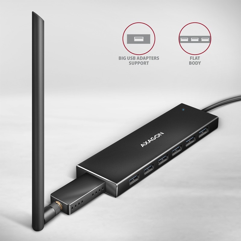 HUE-F7A Hub 7-portowy USB 3.2 Gen 1 ALU FLAT, micro USB, 1m … | PartsPC.pl