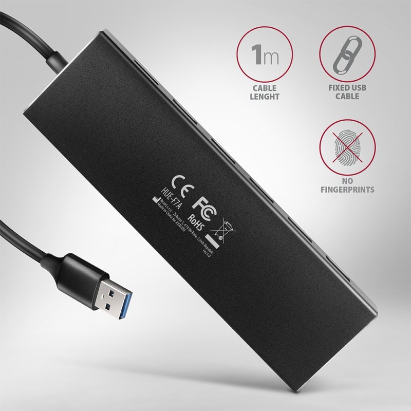 HUE-F7A Hub 7-portowy USB 3.2 Gen 1 ALU FLAT, micro USB, 1m … | PartsPC.pl