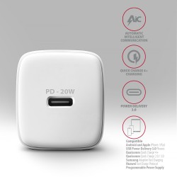 ACU-PD20W Ładowarka sieciowa PD 20W, 1x port USB-C, PD3.0/QC… | PartsPC.pl