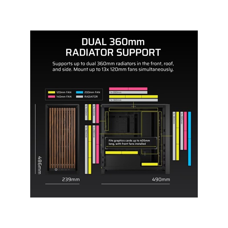 Obudowa FRAME 4000D RS Wood Mid-Tow Black/Walnut | PartsPC.pl