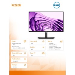 Monitor P2226H 21.5 cala IPS FHD (1920x1080)/16:9/HDMI/DP/4x… | PartsPC.pl