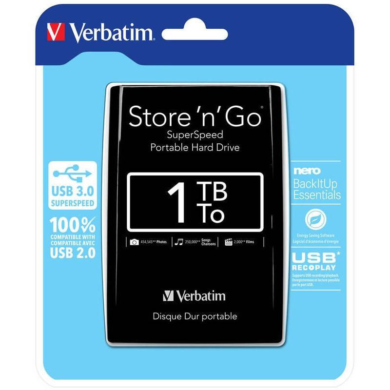 Dysk zewnętrzny Verbatim 1TB Store 'n' Go 2.5" czarny USB 3.… | PartsPC.pl