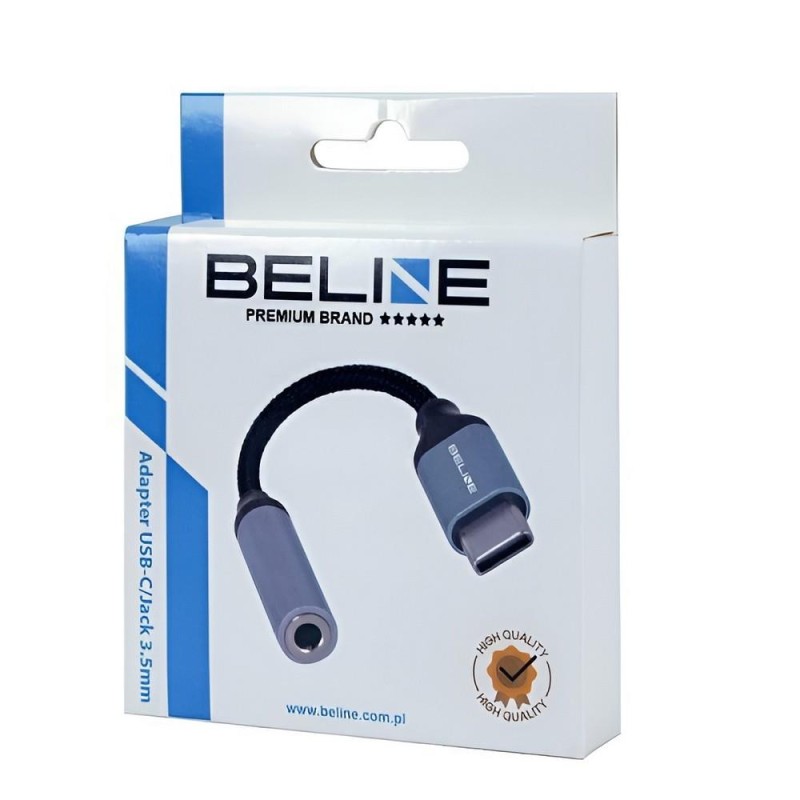 Kabel adapter Beline USB-C/Jack 3,5mm DAC czarny | PartsPC.pl