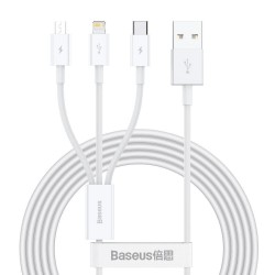 Kabel przewód USB 3w1 - USB-C, Lightning, micro USB 150cm Ba… | PartsPC.pl