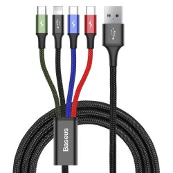 Kabel przewód USB 4w1 - 2x USB-C, Lightning, micro USB 120cm… | PartsPC.pl