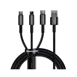Kabel przewód USB 3w1 - USB-C, Lightning, micro USB 1.5m Bas… | PartsPC.pl