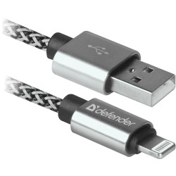 Kabel USB Defender USB-LIGHTNING 1m 2,1A biało-czarny | PartsPC.pl