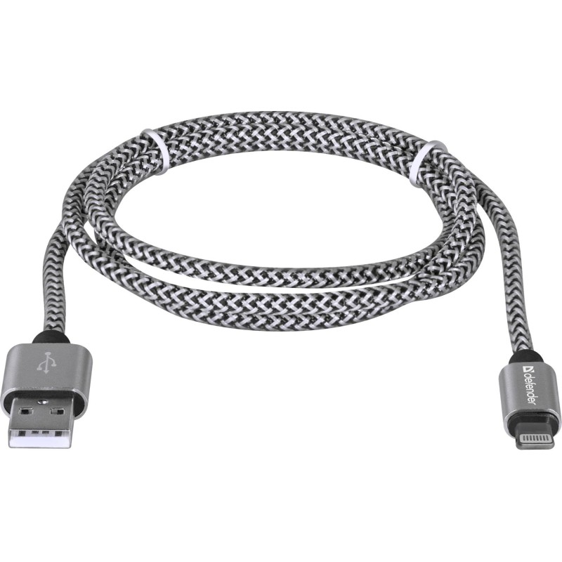 Kabel USB Defender USB-LIGHTNING 1m 2,1A biało-czarny | PartsPC.pl