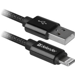 Kabel USB Defender USB-LIGHTNING 1m 2,1A czarny | PartsPC.pl