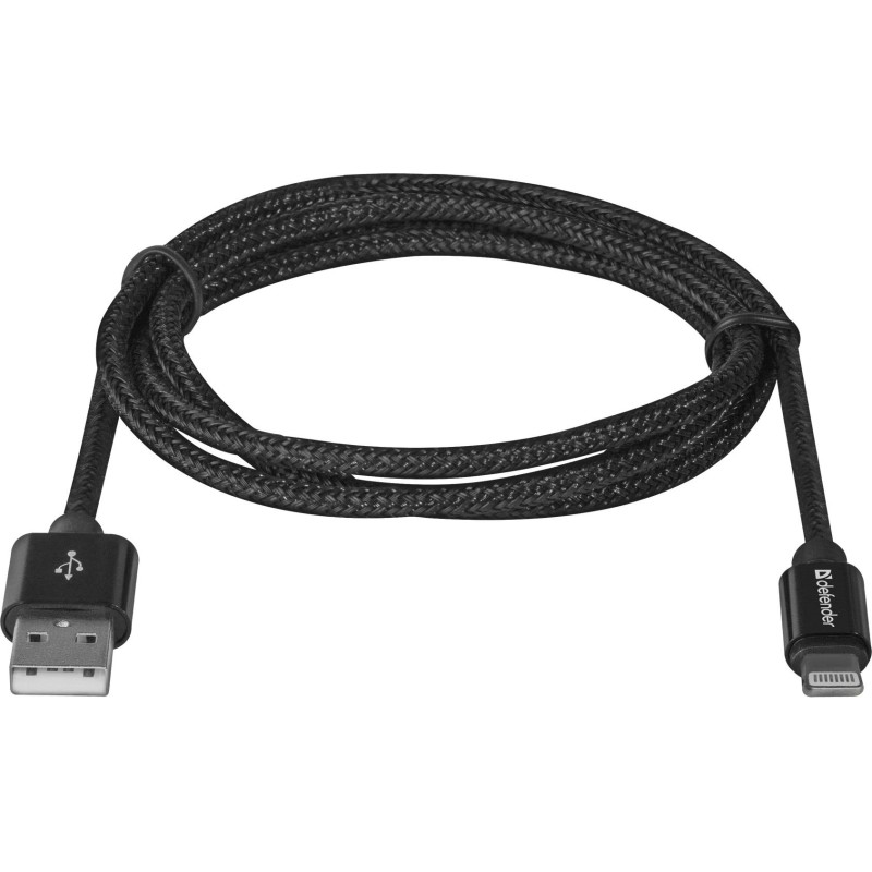 Kabel USB Defender USB-LIGHTNING 1m 2,1A czarny | PartsPC.pl