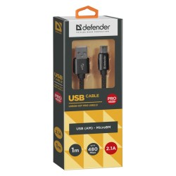 Kabel USB Defender AM-micro BM 1m 2,1A czarny | PartsPC.pl