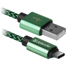 Kabel USB Defender AM-TYPE C 1m 2,1A zielono-czarny | PartsPC.pl