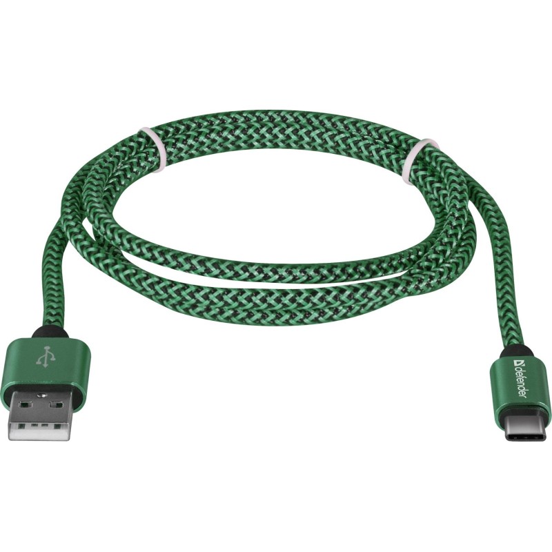 Kabel USB Defender AM-TYPE C 1m 2,1A zielono-czarny | PartsPC.pl