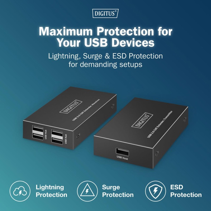 Przedłużacz/Extender DIGITUS USB 2.0 po skrętce kat.6 do 150… | PartsPC.pl