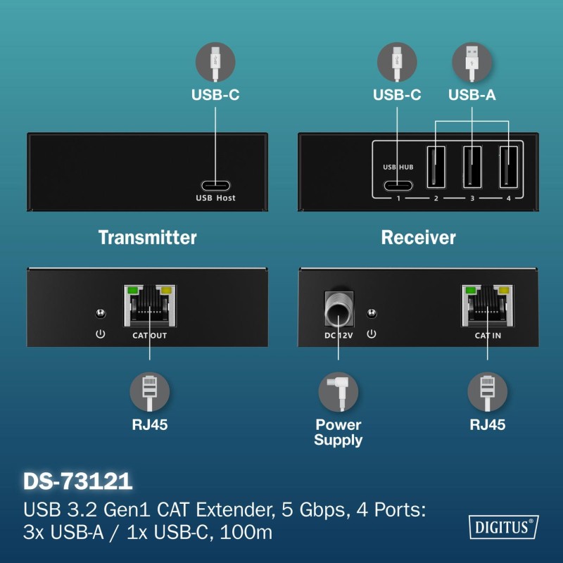 Przedłużacz/Extender DIGITUS USB 3.1 Gen1 po skrętce kat.6A … | PartsPC.pl