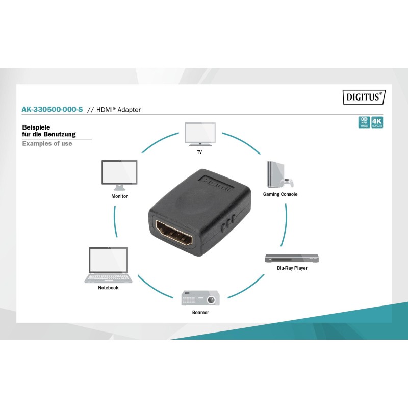 Adapter DIGITUS HDMI HDMI A/Ż - HDMI A/Ż | PartsPC.pl
