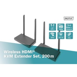 Przedłużacz/Extender DIGITUS KVM HDMI+USB bezprzewodowy 200m… | PartsPC.pl