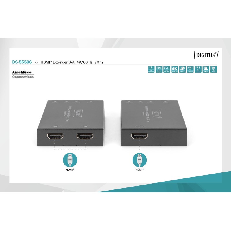 Przedłużacz/Extender DIGITUS HDMI 70m po skrętce Cat.5e/6/7 … | PartsPC.pl
