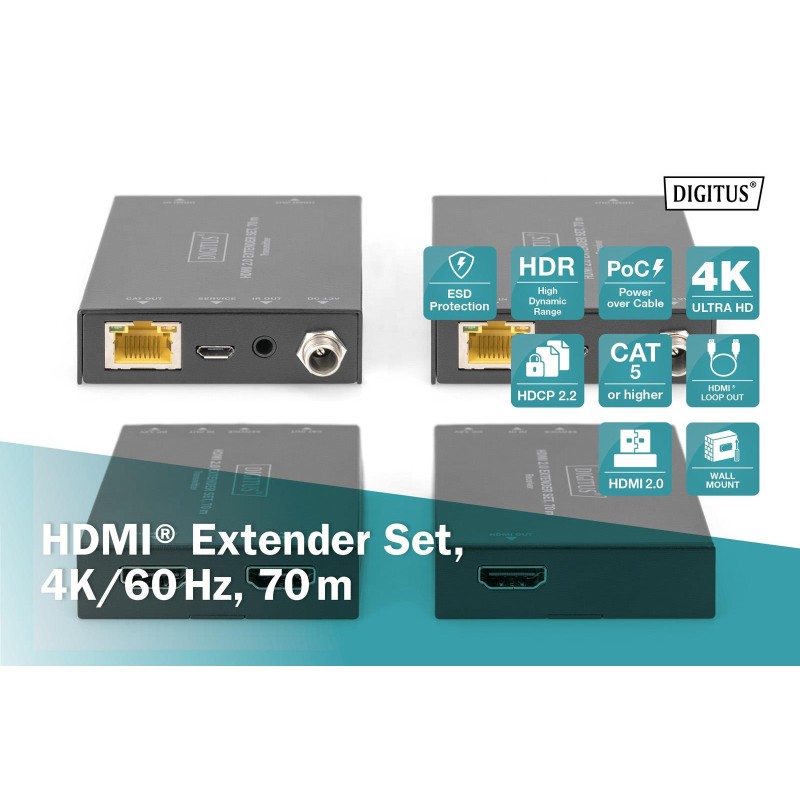 Przedłużacz/Extender DIGITUS HDMI 70m po skrętce Cat.5e/6/7 … | PartsPC.pl