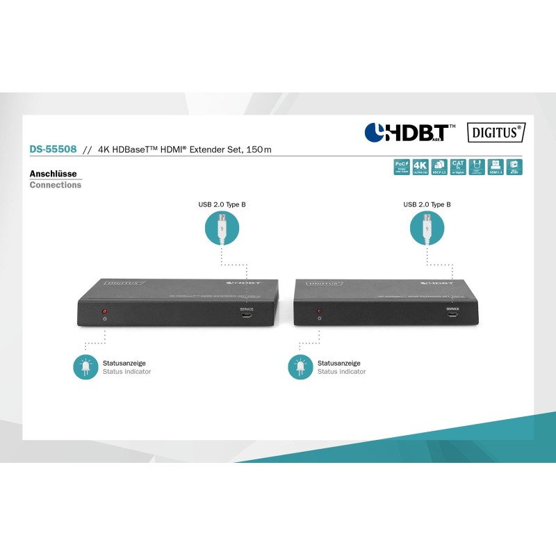 Przedłużacz/Extender DIGITUS HDMI HDBaseT 150m po Cat.5e/6/7… | PartsPC.pl