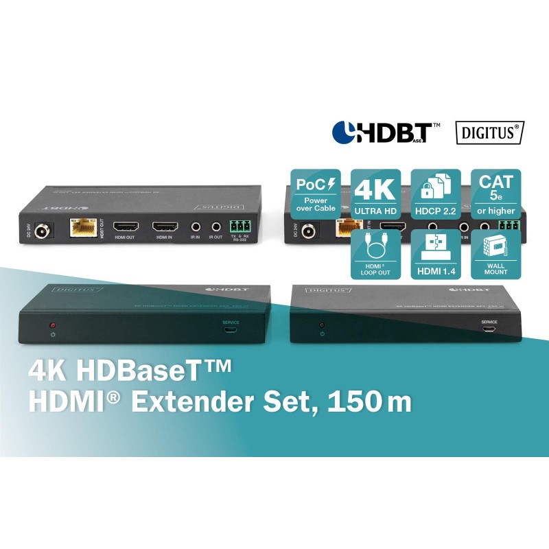 Przedłużacz/Extender DIGITUS HDMI HDBaseT 150m po Cat.5e/6/7… | PartsPC.pl