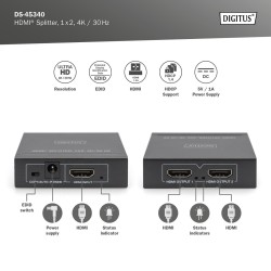 Rozdzielacz/Splitter HDMI DIGITUS 2-portowy 4K/30Hz EDID HDC… | PartsPC.pl