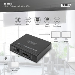 Rozdzielacz/Splitter HDMI DIGITUS 2-portowy 4K/30Hz EDID HDC… | PartsPC.pl