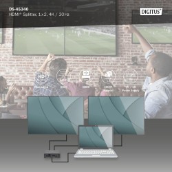 Rozdzielacz/Splitter HDMI DIGITUS 2-portowy 4K/30Hz EDID HDC… | PartsPC.pl