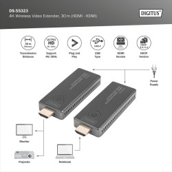 Przedłużacz/Extender DIGITUS HDMI bezprzewodowy 30m UHD 4K30… | PartsPC.pl
