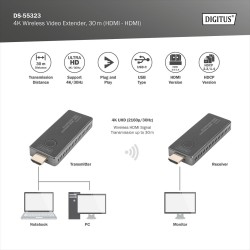 Przedłużacz/Extender DIGITUS HDMI bezprzewodowy 30m UHD 4K30… | PartsPC.pl