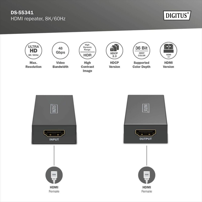 Wzmacniacz sygnału/Repeater DIGITUS HDMI 2.1 8K60Hz 10m, 4K6… | PartsPC.pl