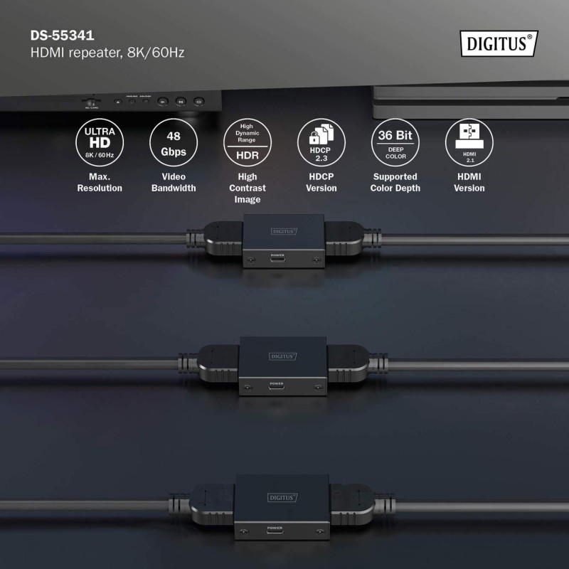 Wzmacniacz sygnału/Repeater DIGITUS HDMI 2.1 8K60Hz 10m, 4K6… | PartsPC.pl