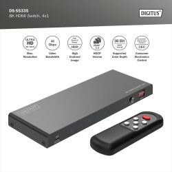 Przełącznik/Switch DIGITUS HDMI 4x1, 8K/60Hz (4:4:4) z HDR, … | PartsPC.pl