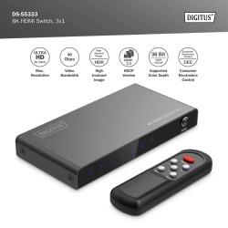 Przełącznik/Switch DIGITUS HDMI 3x1, 8K/60Hz (4:4:4) z... | PartsPC.pl