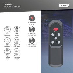Przełącznik/Switch DIGITUS HDMI 5x1, 4K/60Hz UHD z HDR, 18 G… | PartsPC.pl