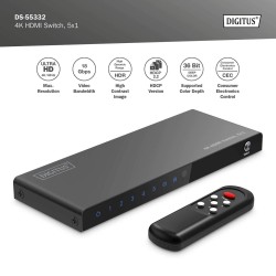 Przełącznik/Switch DIGITUS HDMI 5x1, 4K/60Hz UHD z HDR, 18 G… | PartsPC.pl