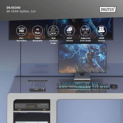 Rozdzielacz/Splitter DIGITUS HDMI 1x4, 8K/60Hz (4:4:4) z HDR, 48 Gbps, HDCP