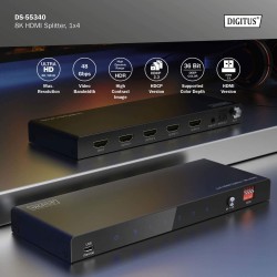 Rozdzielacz/Splitter DIGITUS HDMI 1x4, 8K/60Hz (4:4:4) z HDR, 48 Gbps, HDCP