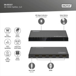 Rozdzielacz/Splitter DIGITUS HDMI 1x4, 4K/60Hz UHD z HDR, 18… | PartsPC.pl